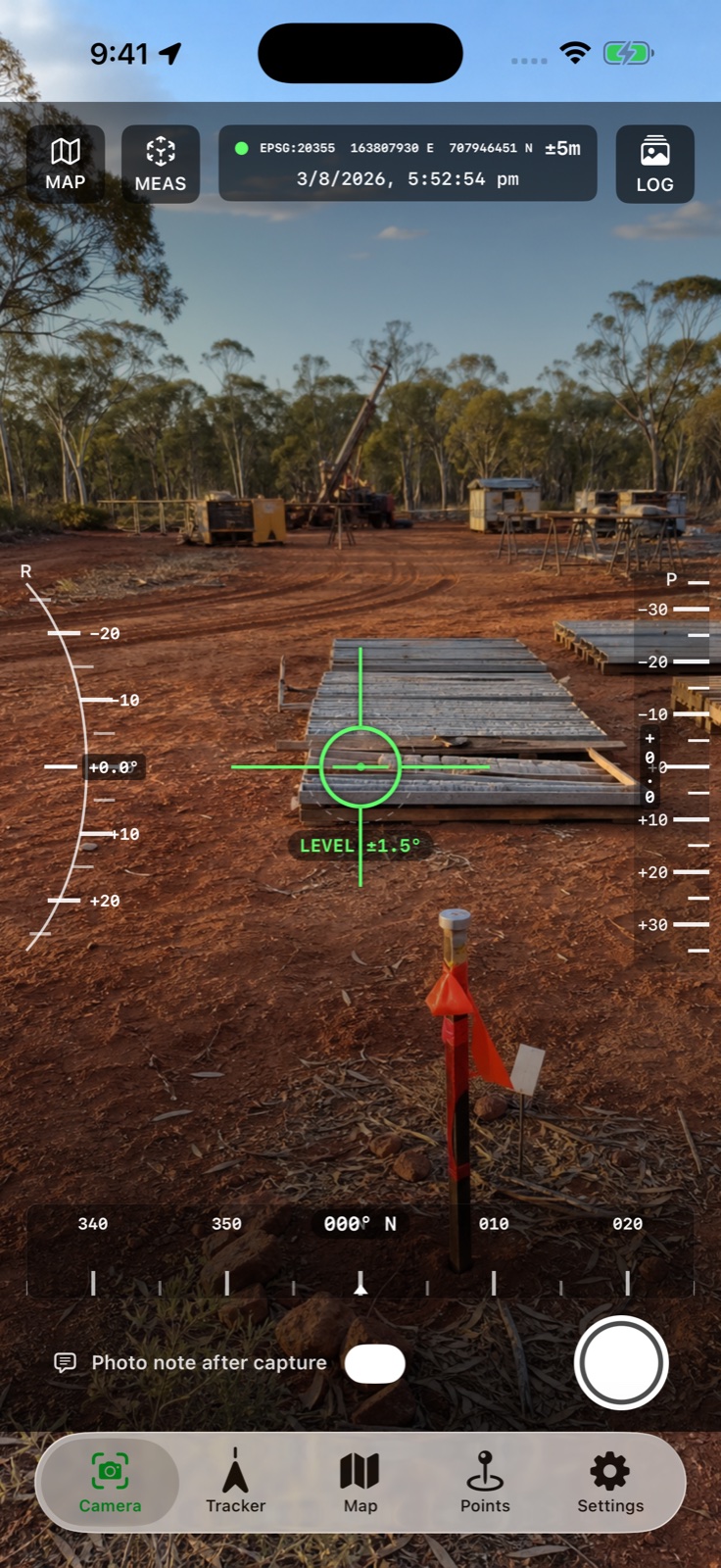 Current FieldOps camera and measuring instrument on iPhone